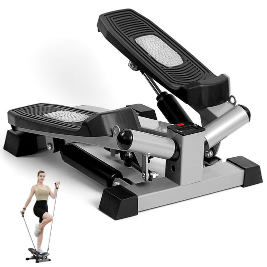 Stair Steppers for Exercise, Hydraulic Mini Fitness Stepper with ResistancBands,Home Office Workout Equipment
